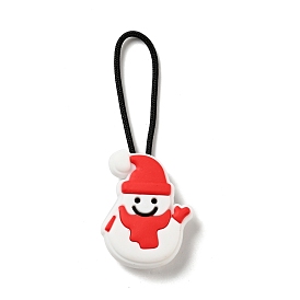 Christmas PVC Plastic Pendant Decotations, with Nylon Cord and Plastic Findings, Snowman