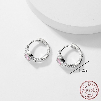 Серьги-кольца с кубическим цирконием в форме сердца, 925 серебряные серьги стерлингового, с печатью s925