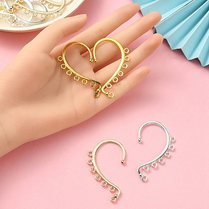 18Pcs 3 Colors Alloy Ear Cuff Findings, Climber Wrap Around Earring Findings, with Horizontal Loops, Long-Lasting Plated
