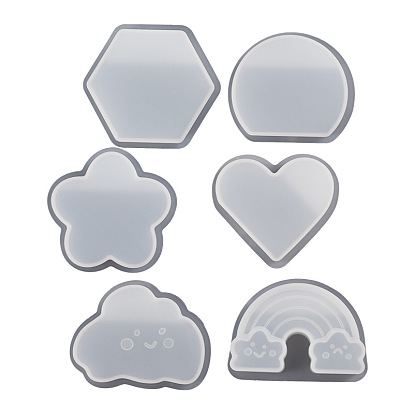 Diy hexágono/corazón/nube memo portafotos moldes de silicona de calidad alimentaria, moldes de resina, para resina uv, fabricación artesanal de resina epoxi