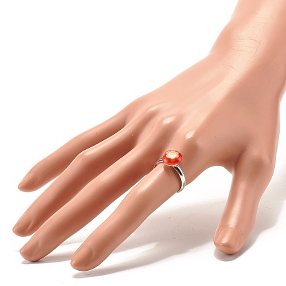 Цветочное плоское круглое регулируемое кольцо миллефиори из стекла, твердое латунное кольцо для женщин, платина