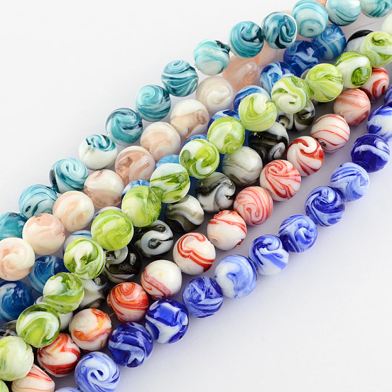 Perles lampwork, perles au chalumeau, faits à la main, ronde, 14mm, Trou: 1~2mm