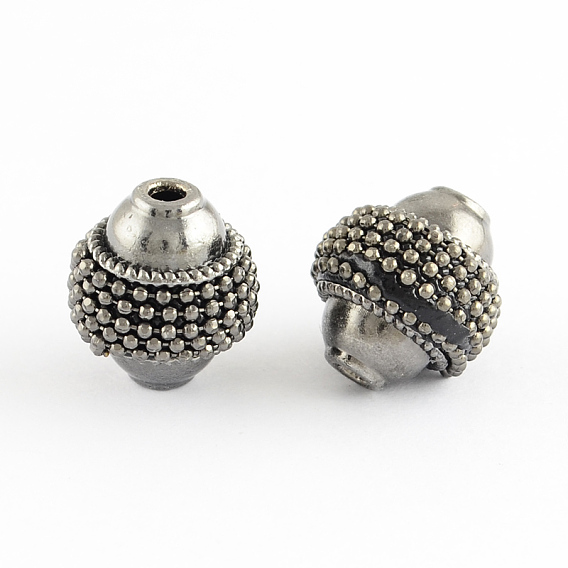 Bicone Handmade Indonesia Beads, with Alloy Cores, Antique Silver, 15x13mm, Hole: 2mm