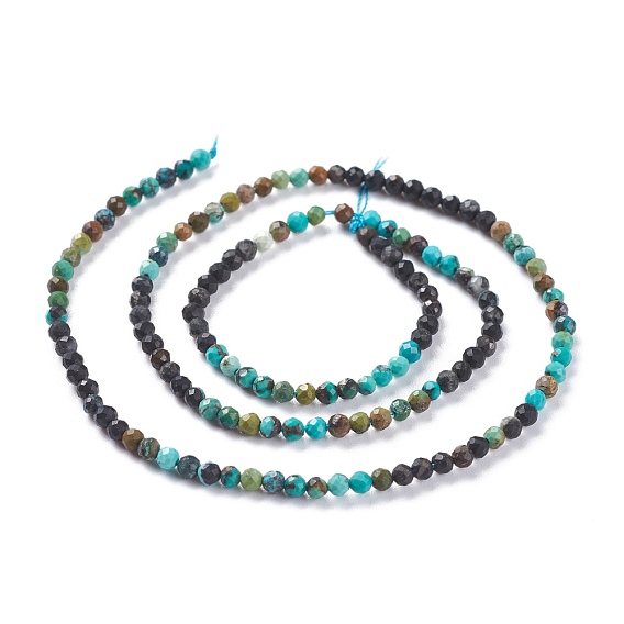 Perlas naturales de color turquesa Hubei hebras, degradado de color, rondo, facetados