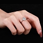 925 стерлингового серебра кольца перста, обручальные кольца, квадратный с фианитами для женщин, Реальная платина