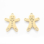 201 Stainless Steel Pendants, Gingerbread Man, Christmas Style