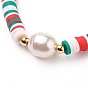 Bracelets extensibles de perles heishi en argile polymère, avec perles d'imitation acrylique et perles en laiton