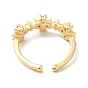 Открытое кольцо-манжета с цветком из прозрачного циркония, украшения из латуни для женщин, без кадмия, без никеля и без свинца