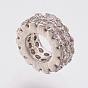 Brass Micro Pave Cubic Zirconia Beads, Lead Free & Cadmium Free, Ring