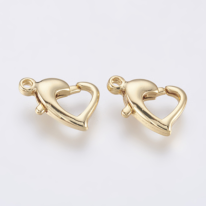 Brass Lobster Claw Clasps, Heart