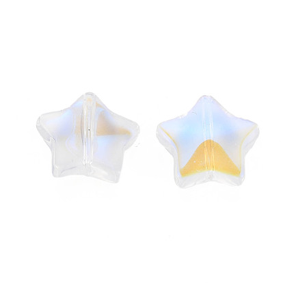 Galvanoplastie perles de verre transparentes, couleur ab à moitié plaqué, étoiles