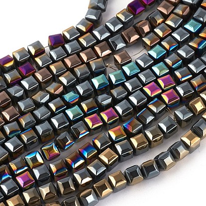 Galvaniques perles d'hématite synthétique non magnétique brins, facette, demi-plaqué, carrée