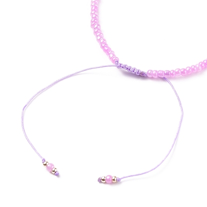 Nylon réglable bracelets cordon tressé de perles, avec des perles en verre de graine, Perles de coeur en laiton, perles d'espacement en alliage et perles de pierres précieuses naturelles
