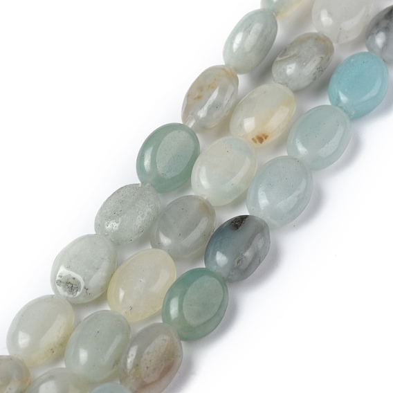 Natural Flower Amazonite Beads Strands, Oval