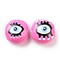 Enamel Beads, with ABS Plastic Imitation Pearl Inside, Oval with Evil Eye