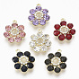 Golden Plated Alloy Pendants, with Glass Rhinestone, Flower