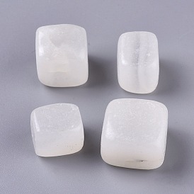 Natural White Jade Beads, Cube, No Hole/Undrilled