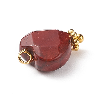 Charmes de pierres précieuses mixtes, avec les accessoires en laiton de tonalité d'or, coeur à facettes