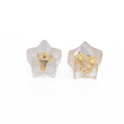 Silicone Ear Nuts, Earring Backs, with Brass Findings, Star, Cadmium Free & Nickel Free & Lead Free