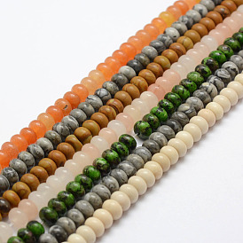 Mixed Natural Gemstone Beads Strands, Rondelle