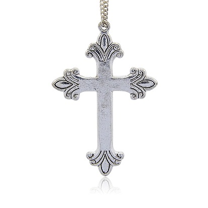 Tibetan Style Alloy Cross Big Gothic Pendants, 63x42x2mm, Hole: 2mm