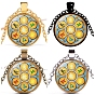 7 Chakra Glass Pendant Necklace, Yoga Theme Alloy Jewelry for Women