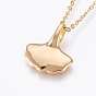 304 Stainless Steel Pendant  Necklaces, Ginkgo Leaf