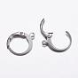 304 Stainless Steel Hoop Earrings, Leverback Hoop Earrings, with Loop