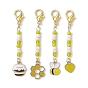 4 piezas 4 estilos decoraciones colgantes de esmalte de aleación, con perlas de cristal de la semilla, abeja/panal/tarro de miel