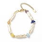 Collier et bracelet en perles d'imitation ABS et éclats de pierres précieuses mélangées naturelles, ensemble de bijoux pour femmes