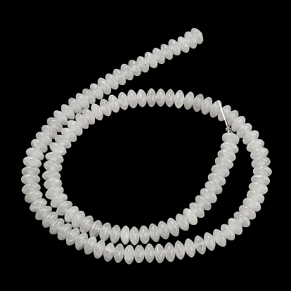 Natural White Jade Beads Strands, Saucer Beads, Rondelle