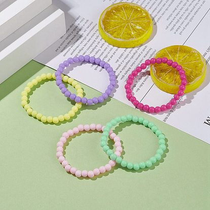 Bracelet extensible en perles acryliques couleur bonbon pour enfants