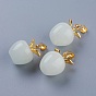 Synthetic Luminous Stone Pendants, Glow in the Dark, with Golden Plated Alloy Findings, Apple