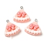 Resin Imitation Food Pendants, Cake Charms with Platinum Plated Zinc Alloy Loops