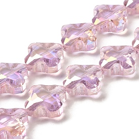 Perles en verre electroplate, de couleur plaquée ab , trèfle