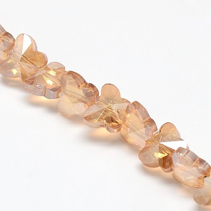 Cristal plaquent perles de papillon de fils de verre, facette, couleur arc-en-plaqué, 8x10x6mm, Trou: 1mm, Environ 49 pcs/chapelet, 15.4 pouce