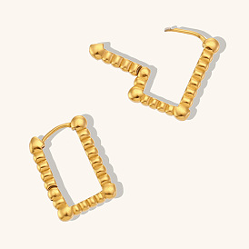 Minimalist Stainless Steel Gold-Plated Hollow Rectangle Biscuit Earrings