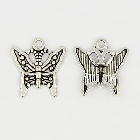 Alloy Charms, Cadmium Free & Lead Free, Butterfly, 17x15x1mm, hole: 2mm
