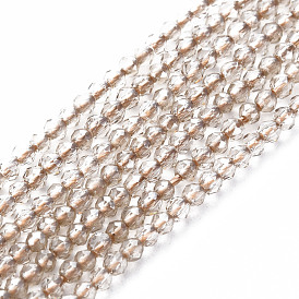 Electroplated Glass Beads Strands, Pearl Luster Plated, Faceted, Rondelle