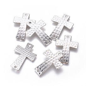 Alloy Links/Connectors, Cadmium Free & Nickel Free & Lead Free, Hammered Cross, 38x27.5x3mm, Hole: 2mm