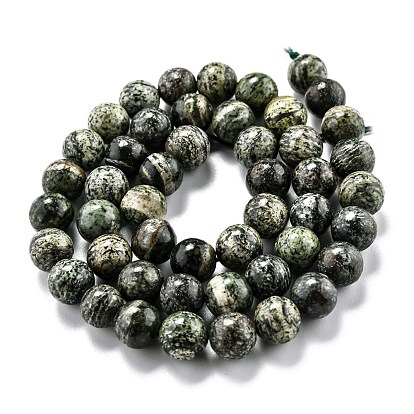 Natural Green Zebra Jasper Beads Strands, Round