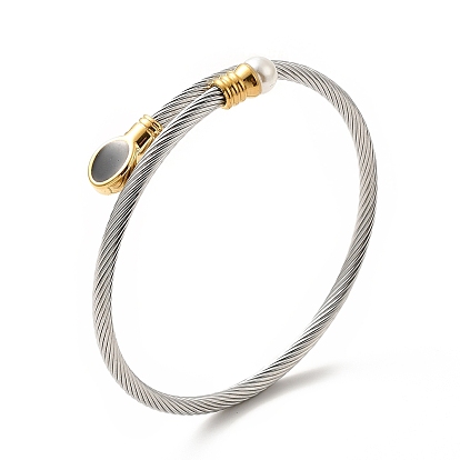 304 браслет-манжета из нержавеющей стали, eaneml овальный & arcylic браслет с жемчугом и бусинами для женщин