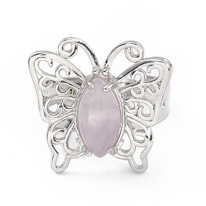 Bague ajustable papillon à pierres précieuses, bijoux en laiton platine pour femme, sans cadmium et sans plomb