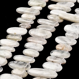Chapelets de perles naturelles moonstone  , top foré, charmes ovales