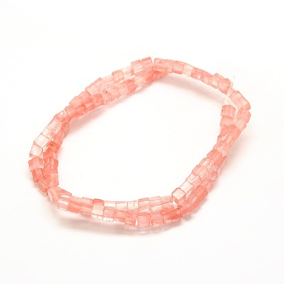 Cherry Quartz Glass Beads Strands, Cube, 4x4x4mm, Hole: 1mm, about 94~100pcs/strand, 15.7 inch