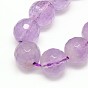 Natural Amethyst Round Bead Strands, Faceted