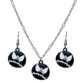Spooky and Stylish Halloween Ghost Jewelry Set for Women - Earrings, Necklace and Face Accessory Kit