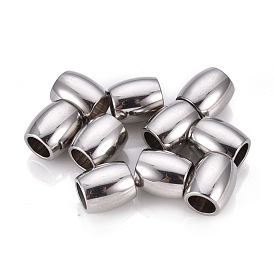 201 Stainless Steel European Beads, Large Hole Beads, Barrel