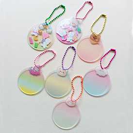 Gradual Acrylic DIY Disc Pendant Keychain Blanks, with Random Color Ball Chains, Flat Round