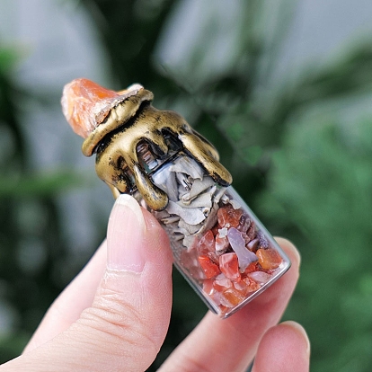 Mixed Natural Gemstone Chip Wishing Bottles, Reiki Energy Stone Display Decoration, for Healing Meditation